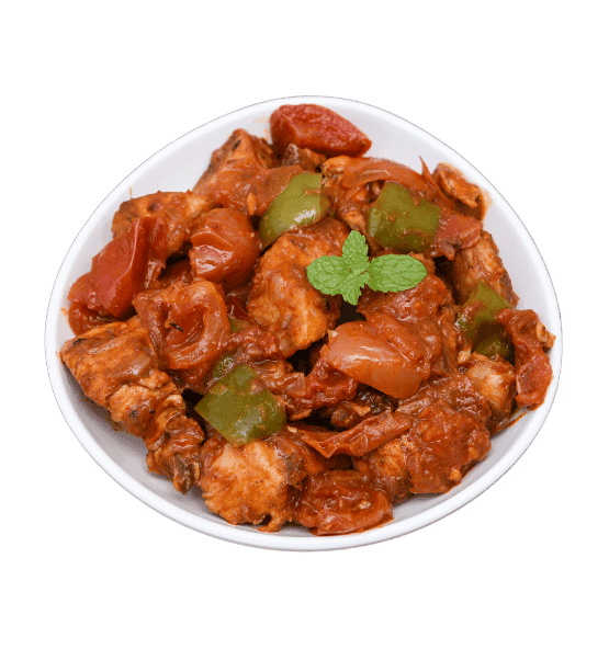 Chicken Chili Taj - Chicken cubes cooked with peppers and chili