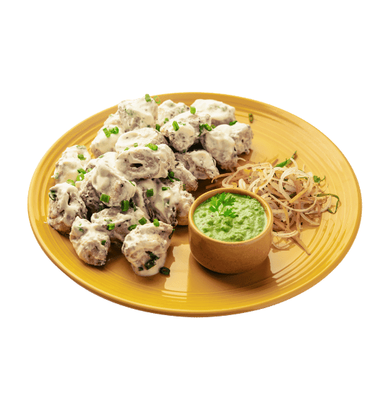 Malai Tikka Tandoori - Chicken cubes marinated in a creamy mixture