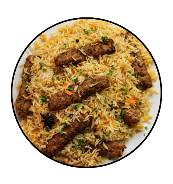 Sekh Kebab Biryani - Beef kebab biryani